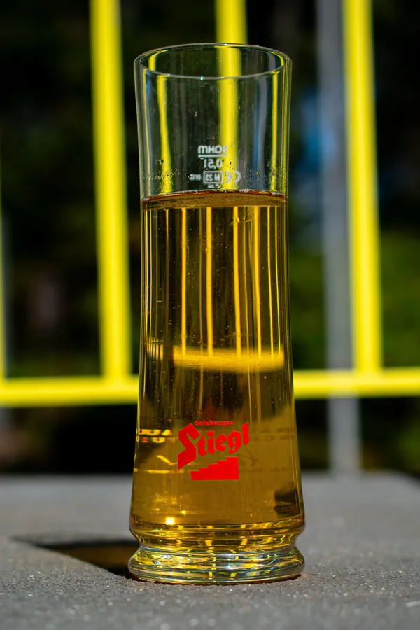 Stiegl lager in a tall half-liter glass, Salzburg