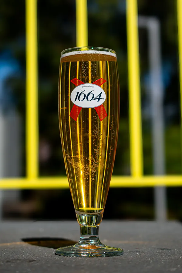 Kronenbourg 1664 in a stemmed glass, France